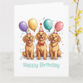 Happy Birthday Golden Retriever Honden Kaart (Gele Bloem)
