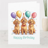 Happy Birthday Golden Retriever Honden Kaart (Voorkant)