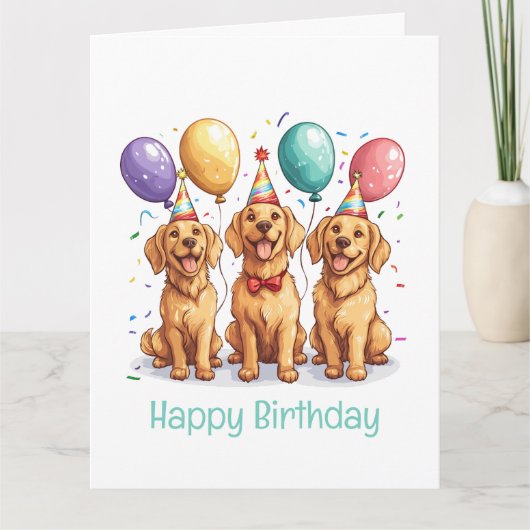 Happy Birthday Golden Retriever Honden Kaart (Voorkant)