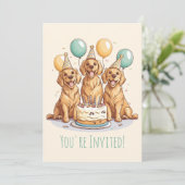 Happy Birthday Golden Retriever Honden Kaart (Staand voorkant)