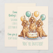 Happy Birthday Golden Retriever Honden Kaart (Voorkant / Achterkant)