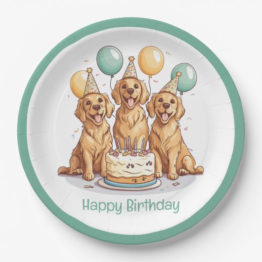 Happy Birthday Golden Retriever Honden Papieren Bordje (Voorkant)