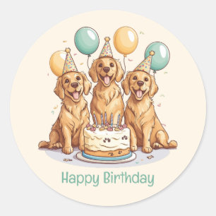 Happy Birthday Golden Retriever Honden Ronde Sticker