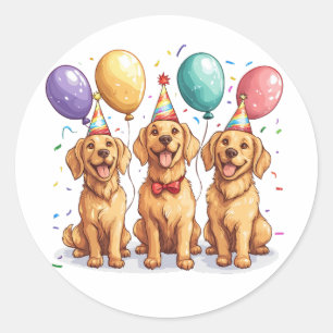 Happy Birthday Golden Retriever Honden Ronde Sticker
