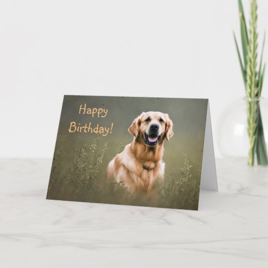 Happy Birthday Golden Retriever Kaart (Voorkant)