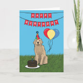 Happy Birthday Golden Retriever Kaart (Voorkant)