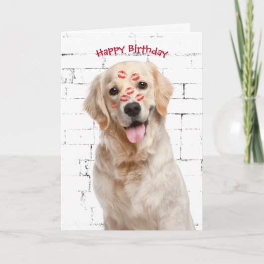 Happy Birthday Golden Retriever Kaart (Voorkant)
