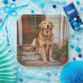 Happy Birthday Golden Retriever Papieren Bordje (Feest)