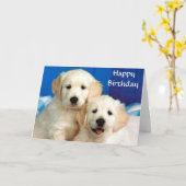 Happy Birthday Golden Retriever Puppies Card Kaart (Gele Bloem)
