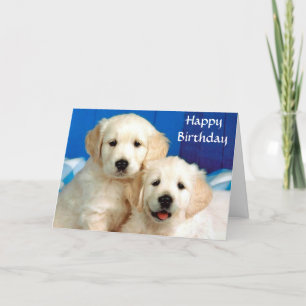 Happy Birthday Golden Retriever Puppies Card Kaart