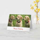 Happy Birthday Golden Retriever Puppies Note Kaart (Gele Bloem)