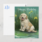 Happy Birthday Golden Retriever Puppy Briefkaart (Voorkant / Achterkant)