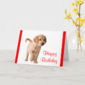 Happy Birthday Golden Retriever Puppy Dog Card Kaart (Gele Bloem)