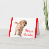 Happy Birthday Golden Retriever Puppy Dog Card Kaart (Voorkant)