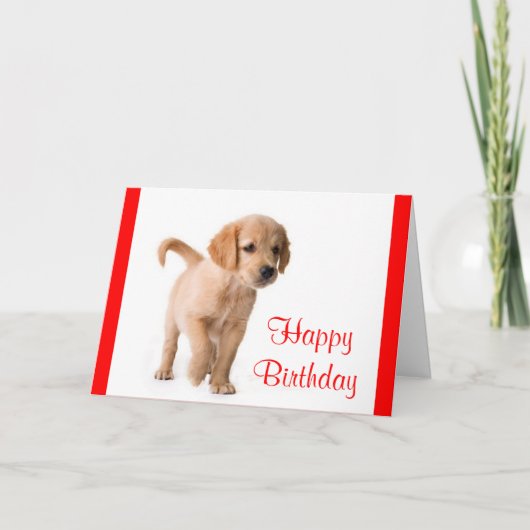 Happy Birthday Golden Retriever Puppy Dog Card Kaart (Voorkant)