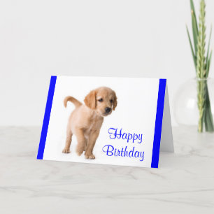 Happy Birthday Golden Retriever Puppy Dog Card Kaart