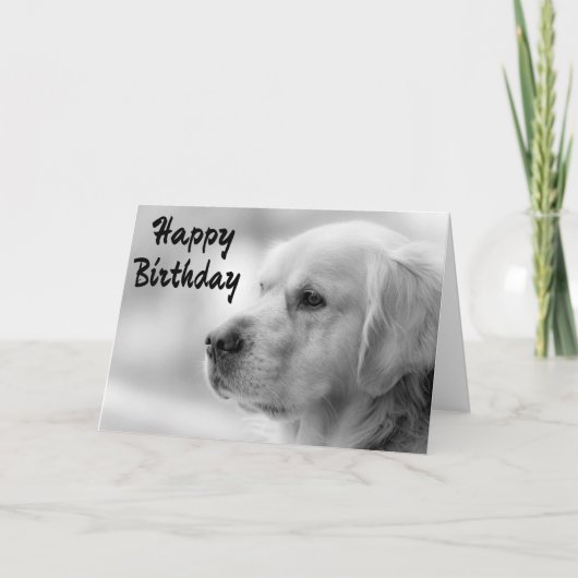 Happy Birthday Golden Retriever Puppy Dog Kaart (Voorkant)