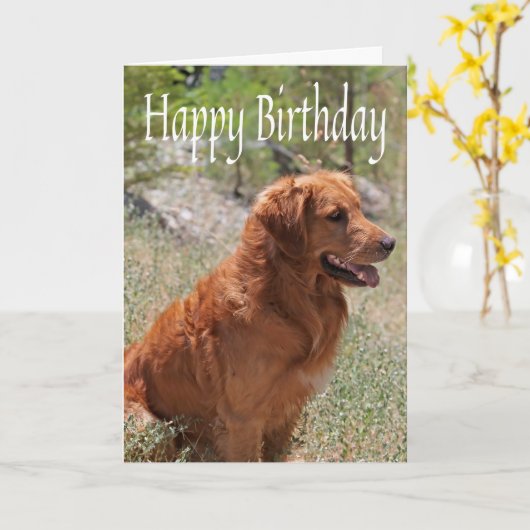 Happy Birthday Golden Retriever Puppy Dog Kaart (Gele Bloem)