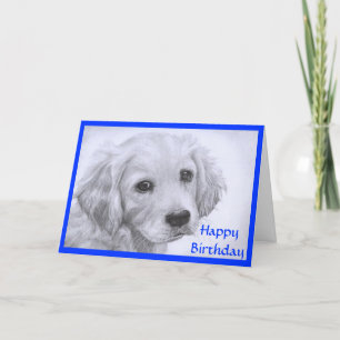 Happy Birthday Golden Retriever Puppy Kaart