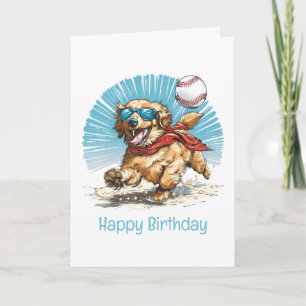 Happy Birthday Golden Retriever speelt honkbal Kaart