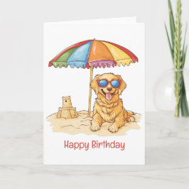 Happy Birthday Golden Retriever Strandhond Kaart