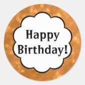 Happy Birthday - Golden Round Sticker (Voorkant)