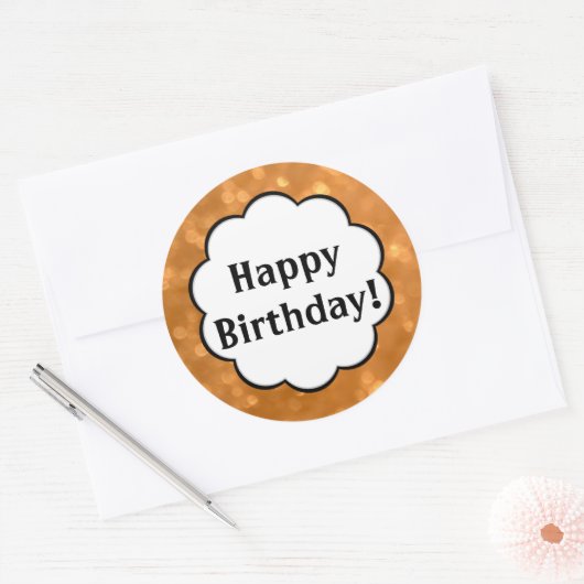 Happy Birthday - Golden Round Sticker (Envelop)
