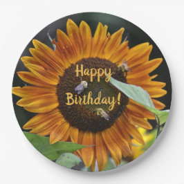 Happy Birthday Golden Sunflower Papieren Bordje