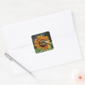 Happy Birthday Golden Sunflower Vierkante Sticker (Envelop)