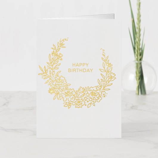 Happy Birthday Golden Wreath Folie Wenskaart (Voorkant)