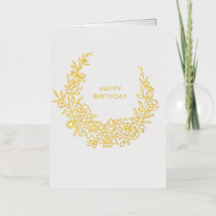 Happy Birthday Golden Wreath Folie Wenskaart