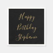 Happy Birthday Golden Yellow Custom Name Monogram Servet (Voorkant)
