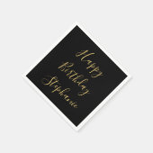 Happy Birthday Golden Yellow Custom Name Monogram Servet (Hoek)