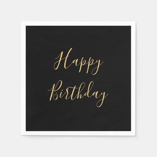 Happy Birthday Golden Yellow Custom Text Black Servet (Voorkant)