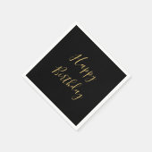 Happy Birthday Golden Yellow Custom Text Black Servet (Hoek)