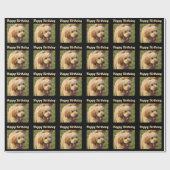 Happy Birthday Goldendole Dog Cadeaupapier (Vlak)