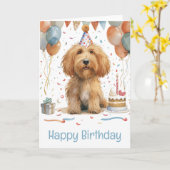 Happy Birthday Goldendole Dog Kaart (Gele Bloem)