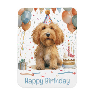 Happy Birthday Goldendole Dog Magneet
