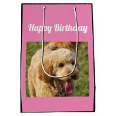 Happy Birthday Goldendole Dog Medium Cadeauzakje (Achterkant)
