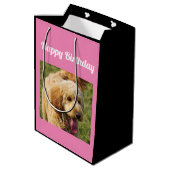 Happy Birthday Goldendole Dog Medium Cadeauzakje (Achterkant Gekanteld)