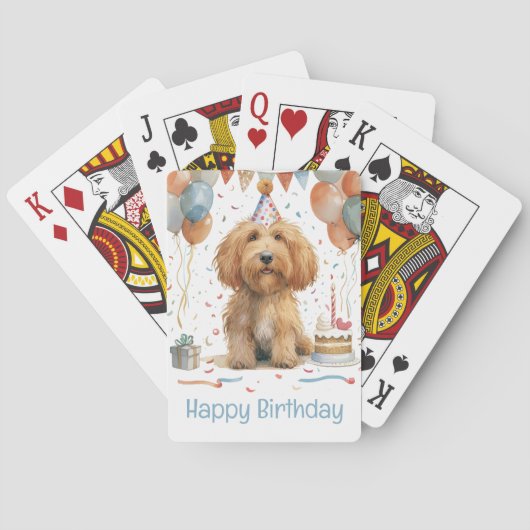 Happy Birthday Goldendole Dog Pokerkaarten (Achterkant)