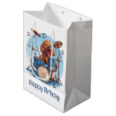 Happy Birthday Goldendoodle Dog Playing Drums Medium Cadeauzakje