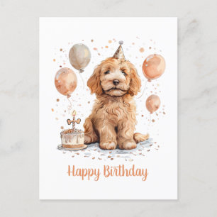 Happy Birthday Goldendoodle Hond Verjaardagstaart Briefkaart