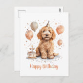 Happy Birthday Goldendoodle Hond Verjaardagstaart Briefkaart (Voorkant / Achterkant)