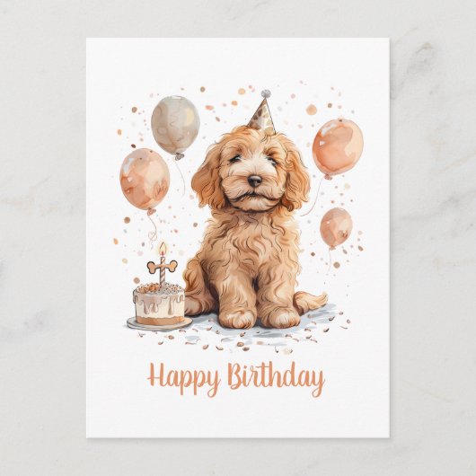 Happy Birthday Goldendoodle Hond Verjaardagstaart Briefkaart (Voorkant)