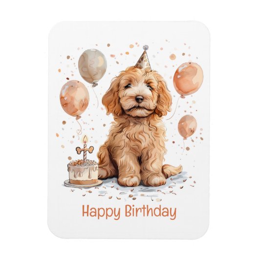 Happy Birthday Goldendoodle Hond Verjaardagstaart Magneet (Verticaal)