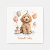 Happy Birthday Goldendoodle Hond Verjaardagstaart Servet (Voorkant)