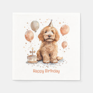 Happy Birthday Goldendoodle Hond Verjaardagstaart Servet