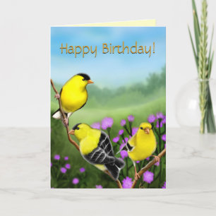 Happy Birthday Goldfinches kaart