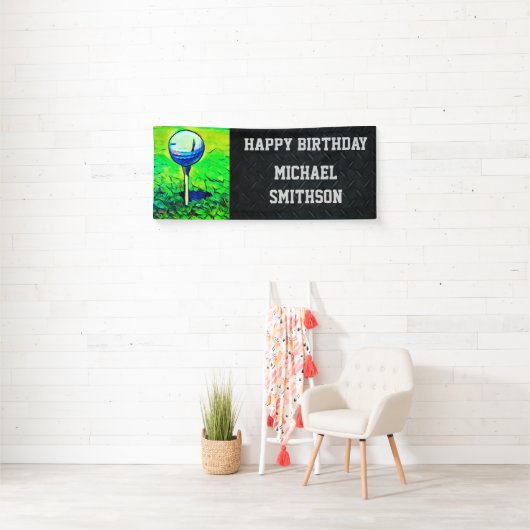 Happy Birthday Golf Ball Mannen Banner (Insitu)